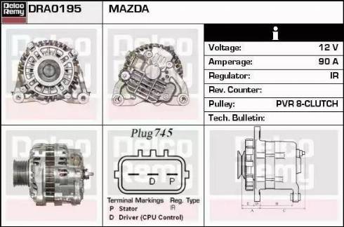 Remy DRA0195 - Генератор www.autospares.lv