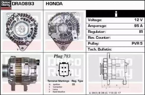 Remy DRA0893 - Генератор www.autospares.lv