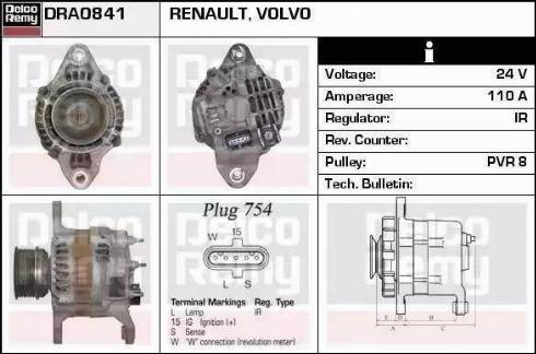 Remy DRA0363 - Генератор www.autospares.lv