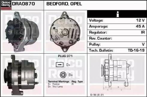 Remy DRA0870 - Генератор www.autospares.lv