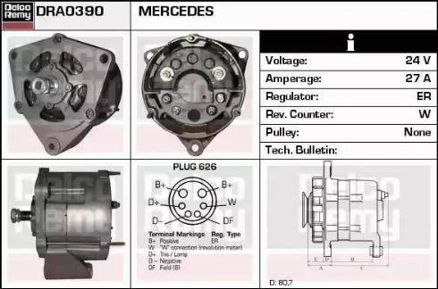 Remy DRA0390 - Alternator www.autospares.lv