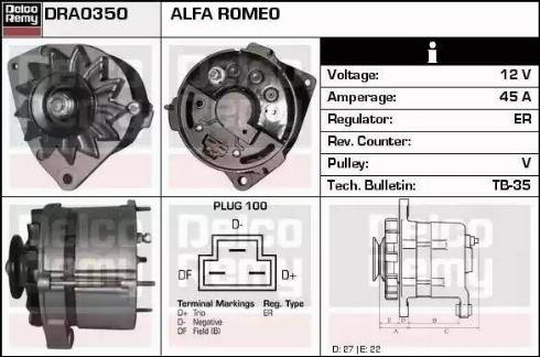 Remy DRA0350 - Генератор www.autospares.lv