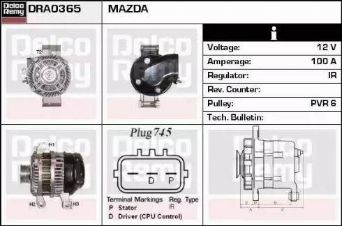 Remy DRA0365 - Генератор www.autospares.lv