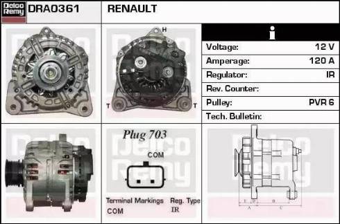 Remy DRA0361 - Генератор www.autospares.lv