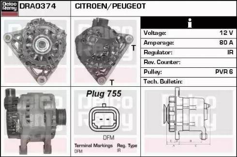 Remy DRA0374 - Генератор www.autospares.lv