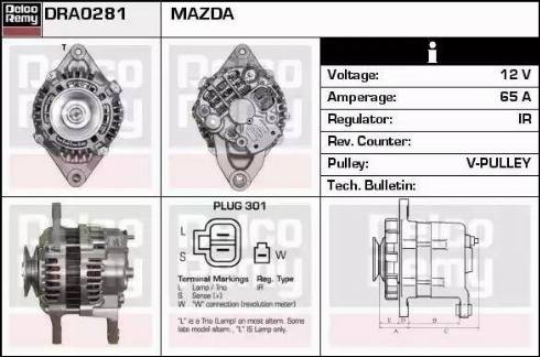 Remy DRA0281 - Генератор www.autospares.lv