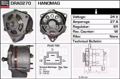 Remy DRA0270 - Генератор www.autospares.lv