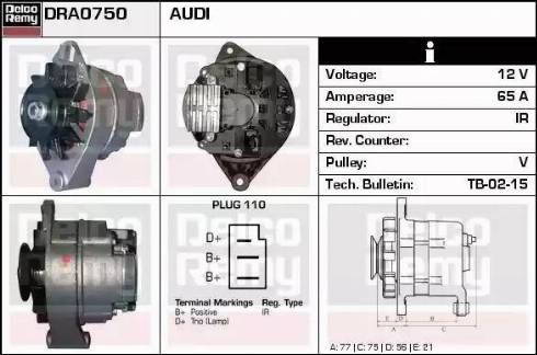 Remy DRA0750 - Генератор www.autospares.lv