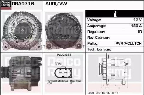 Remy DRA0716 - Генератор www.autospares.lv