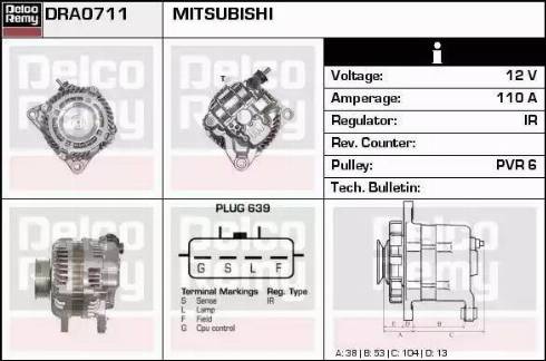 Remy DRA0711 - Генератор www.autospares.lv