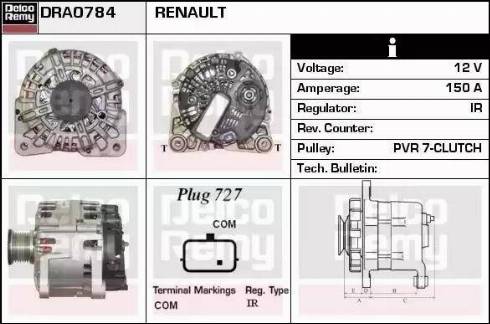 Remy DRA0784 - Генератор www.autospares.lv