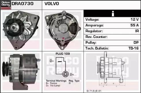 Remy DRA0730 - Генератор www.autospares.lv