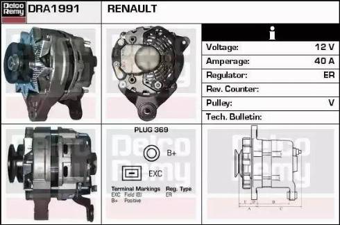 Remy DRA1991 - Генератор www.autospares.lv