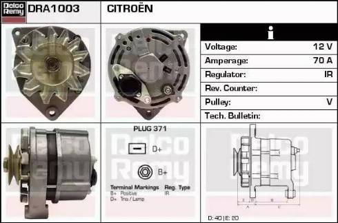 Remy DRA1003 - Генератор www.autospares.lv