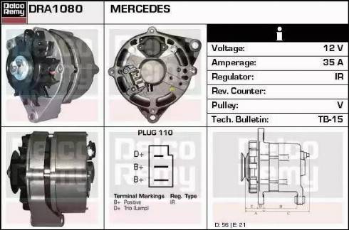 Remy DRA1080 - Alternator www.autospares.lv