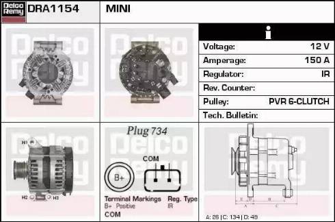 Remy DRA1154 - Генератор www.autospares.lv