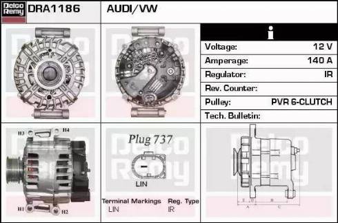 Remy DRA1186 - Генератор www.autospares.lv