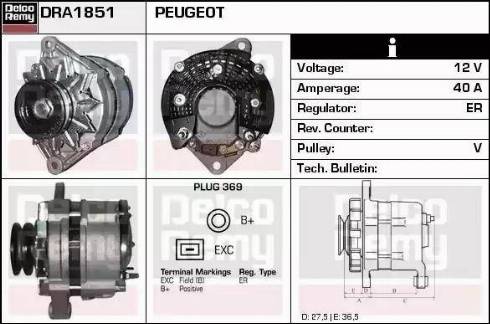 Remy DRA1851 - Генератор www.autospares.lv