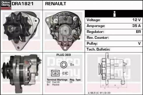 Remy DRA1821 - Alternator www.autospares.lv