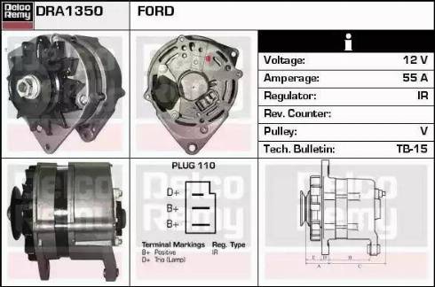 Remy DRA1350 - Alternator www.autospares.lv