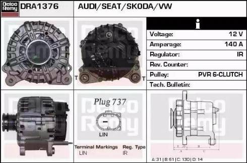 Remy DRA1376 - Ģenerators www.autospares.lv