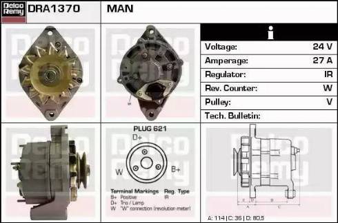 Remy DRA1370 - Генератор www.autospares.lv