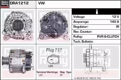 Remy DRA1212 - Генератор www.autospares.lv