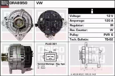 Remy DRA8950 - Генератор www.autospares.lv