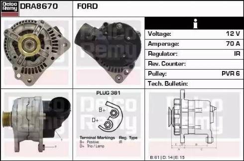 Remy DRA8670 - Ģenerators www.autospares.lv