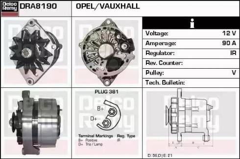 Remy DRA8190 - Генератор www.autospares.lv