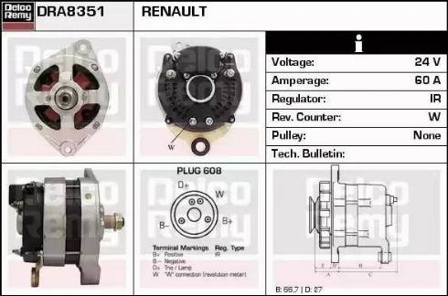 Remy DRA8351 - Генератор www.autospares.lv