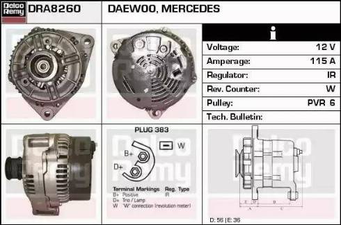 Remy DRA8260 - Генератор www.autospares.lv