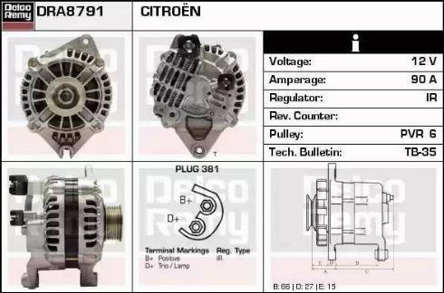 Remy DRA8791N - Генератор www.autospares.lv