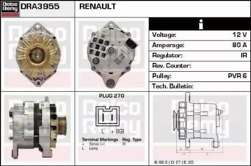 Remy DRA3955 - Генератор www.autospares.lv