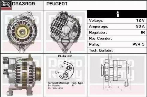 Remy DRA3909 - Генератор www.autospares.lv