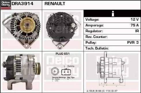 Remy DRA3914 - Генератор www.autospares.lv