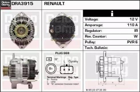 Remy DRA3915 - Генератор www.autospares.lv