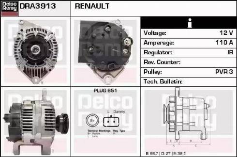 Remy DRA3913 - Alternator www.autospares.lv