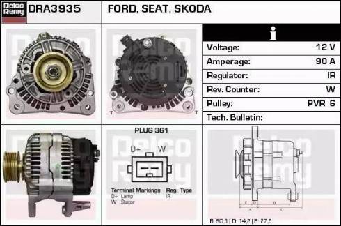 Remy DRA3935 - Генератор www.autospares.lv