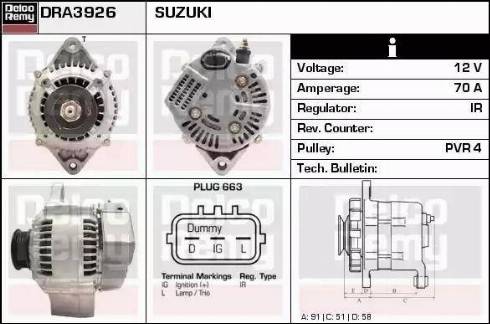 Remy DRA3926 - Генератор www.autospares.lv