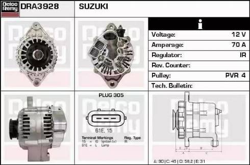 Remy DRA3928 - Генератор www.autospares.lv