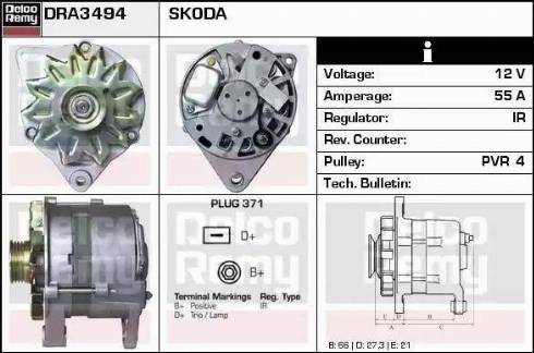 Remy DRA3494 - Генератор www.autospares.lv