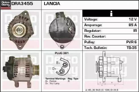 Remy DRA3455 - Alternator www.autospares.lv