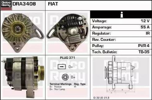 Remy DRA3408 - Генератор www.autospares.lv