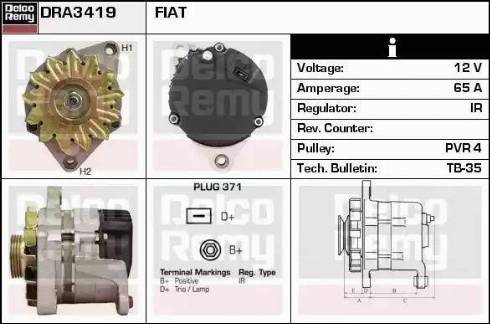 Remy DRA3419 - Генератор www.autospares.lv