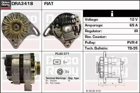 Remy DRA3418 - Генератор www.autospares.lv