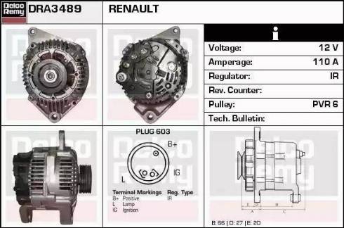 Remy DRA3489 - Генератор www.autospares.lv