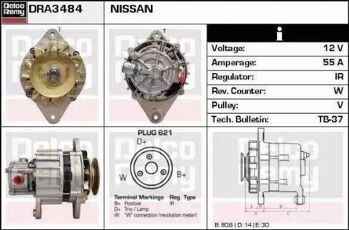 Remy DRA3484 - Генератор www.autospares.lv