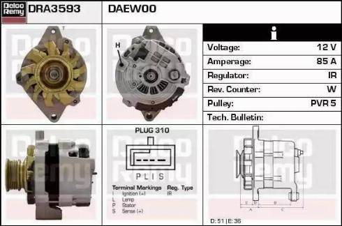 Remy DRA3593 - Генератор www.autospares.lv