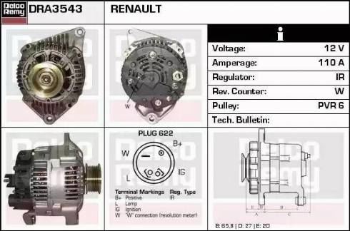 Remy DRA3543 - Alternator www.autospares.lv